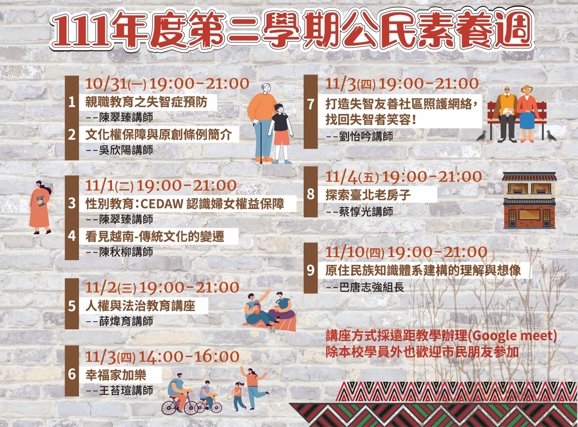 【臺北市原住民族部落大學公民素養週講座】