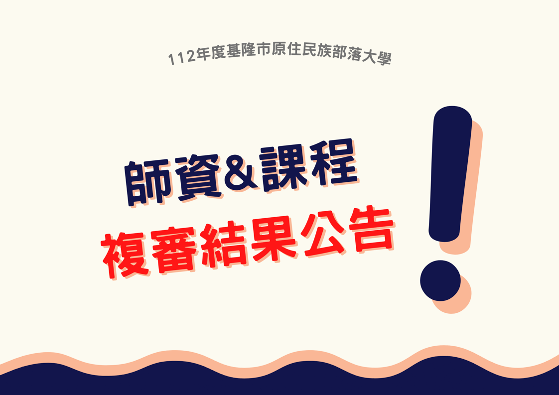 112年度師資&課程審查複審結果公告