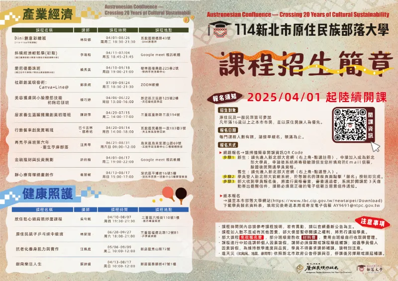🎉《噹噹噹！114年度新北市原住民族部落大學上課囉🏫》 哇~課程也太豐富了吧！🎊