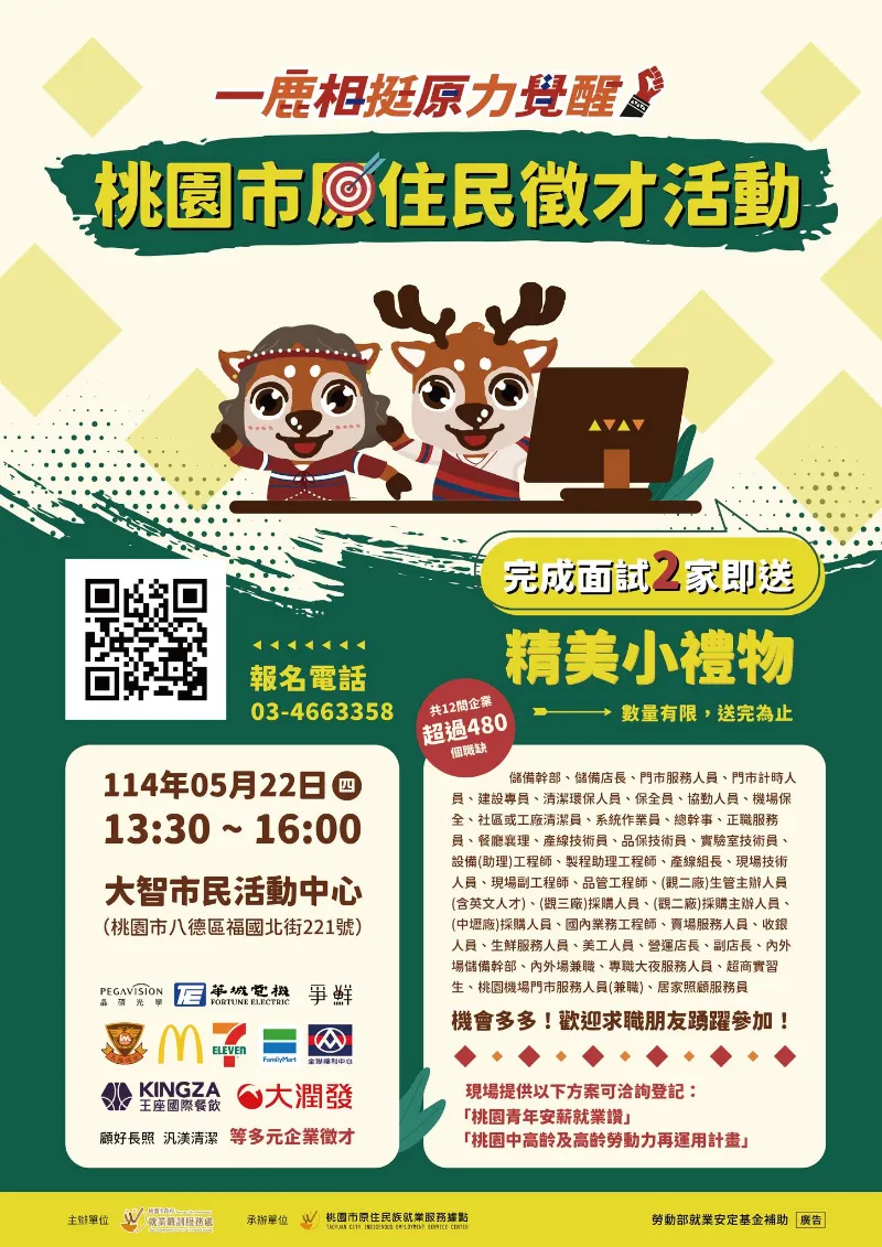 𝟱月徵才活動 - 八德區大智市民活動中心