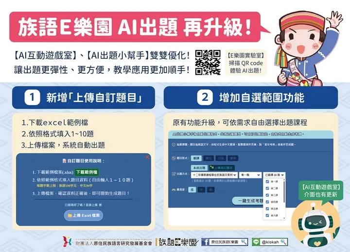 族語Ｅ樂園 AI 出題功能再升級！
